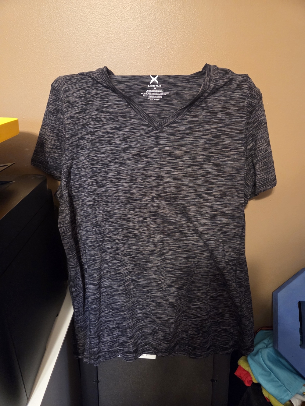 Game Time Black & Gray Heathered Crew Tee